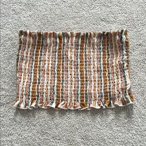 Lulu's Brown Tan Smocked crop top small casual resort vacation